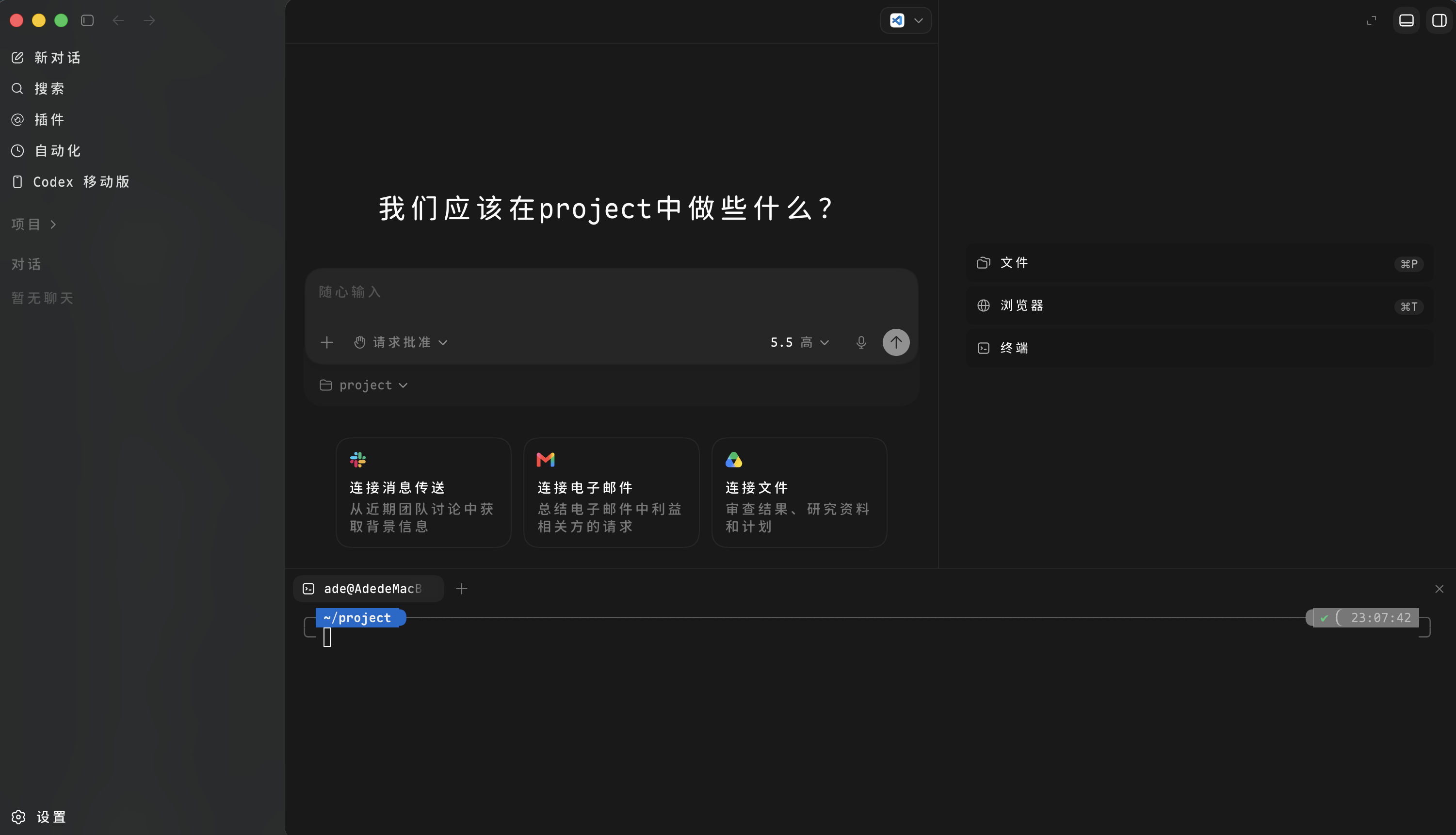 Codex 桌面 App 真实界面